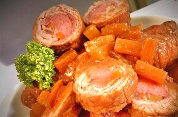 lutong bahay recipe-pork hamonado roll