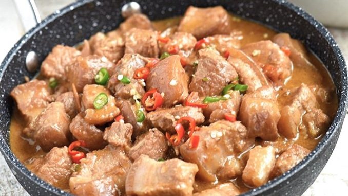 lutong bahay recipe-pork binagoongan with gata